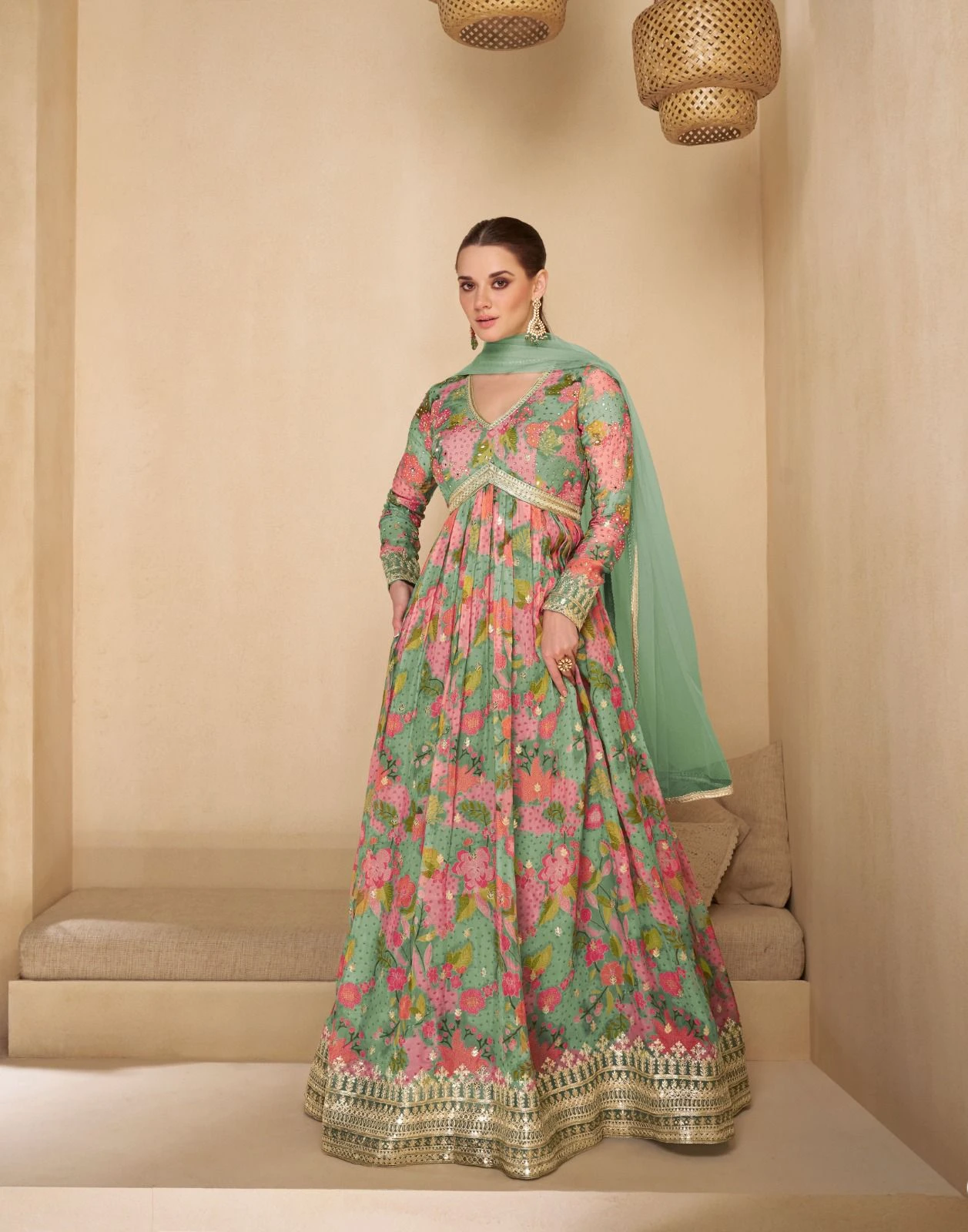 Sayuri Designer Noori Real Georgette Wholesale Designer Gown with Dupatta Catalog — Wholesale Kurtis, Sayuri Designer wholesale from Surat - Gallery Image 4